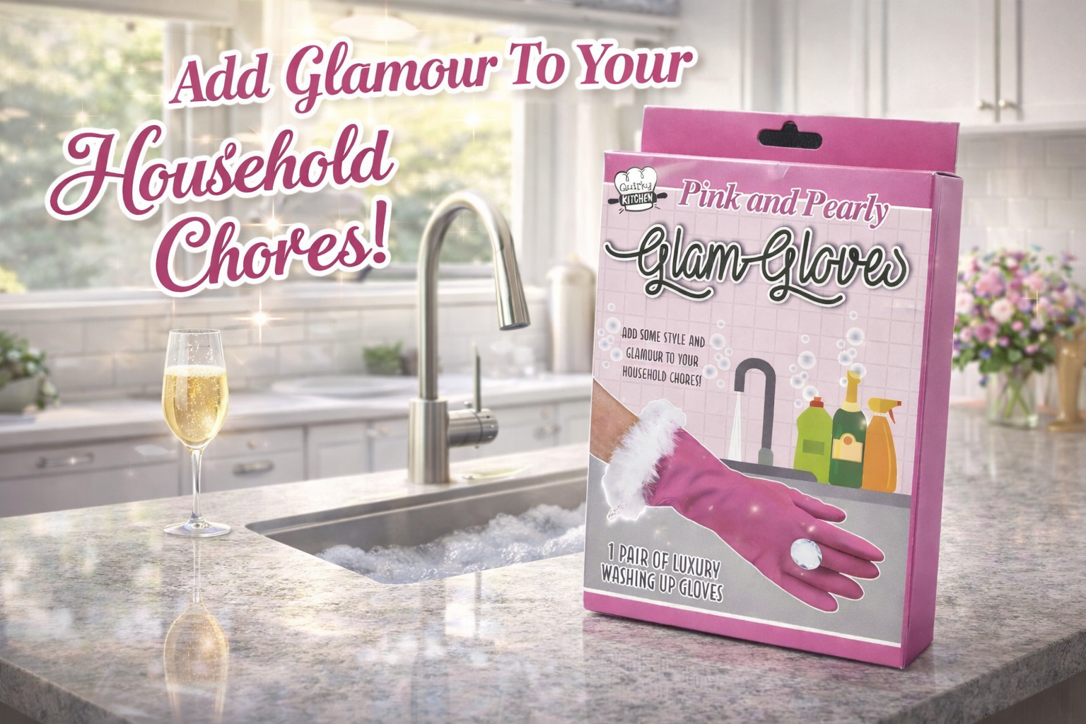 Pink and Pearly Washing up Gloves