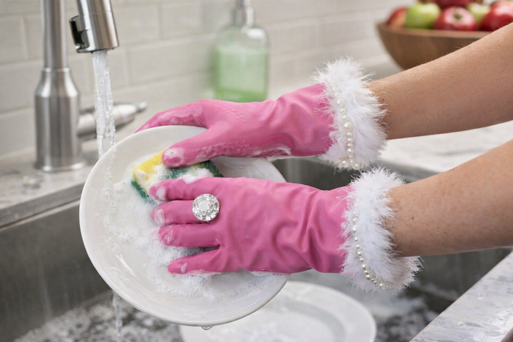 Pink and Pearly Washing up Gloves