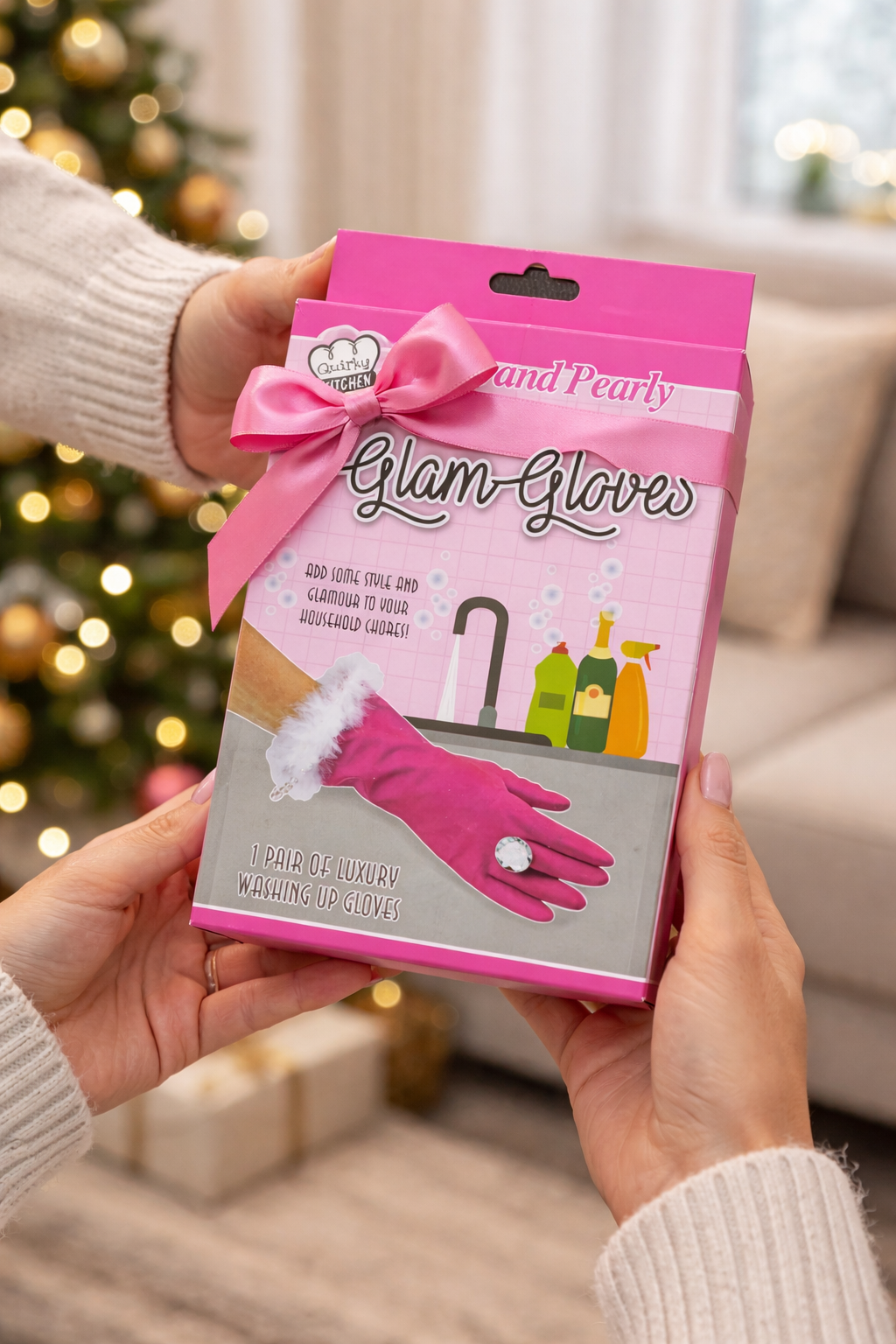 Pink and Pearly Washing up Gloves