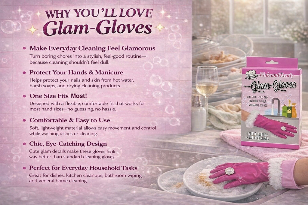 Pink and Pearly Washing up Gloves